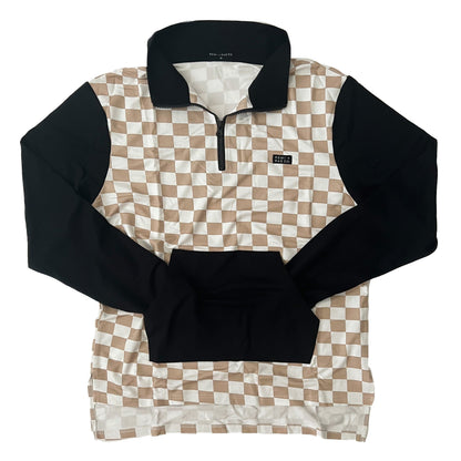 ADULT - BAMBOO CHECKERED COLOR BLOCK PULLOVER