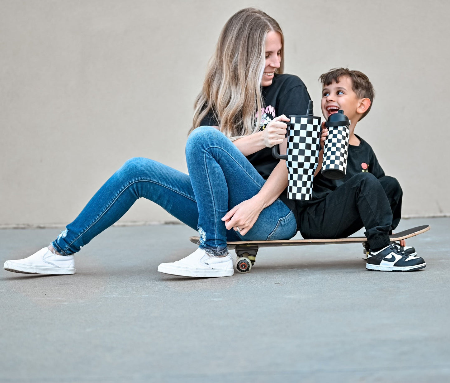 Black Checker 16 Oz Water Bottle