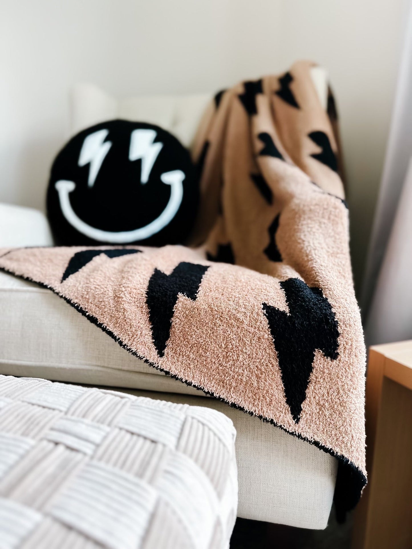 Black + Camel Bolt Cozy Blanket