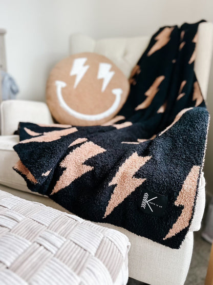 Black + Camel Bolt Cozy Blanket