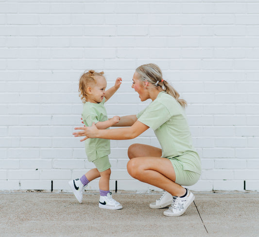 WOMANS BIKER SHORT SET- Pistachio Snow Wash