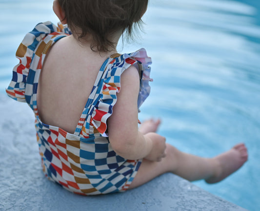 RUFFLE SWIMSUIT- Groovy Check