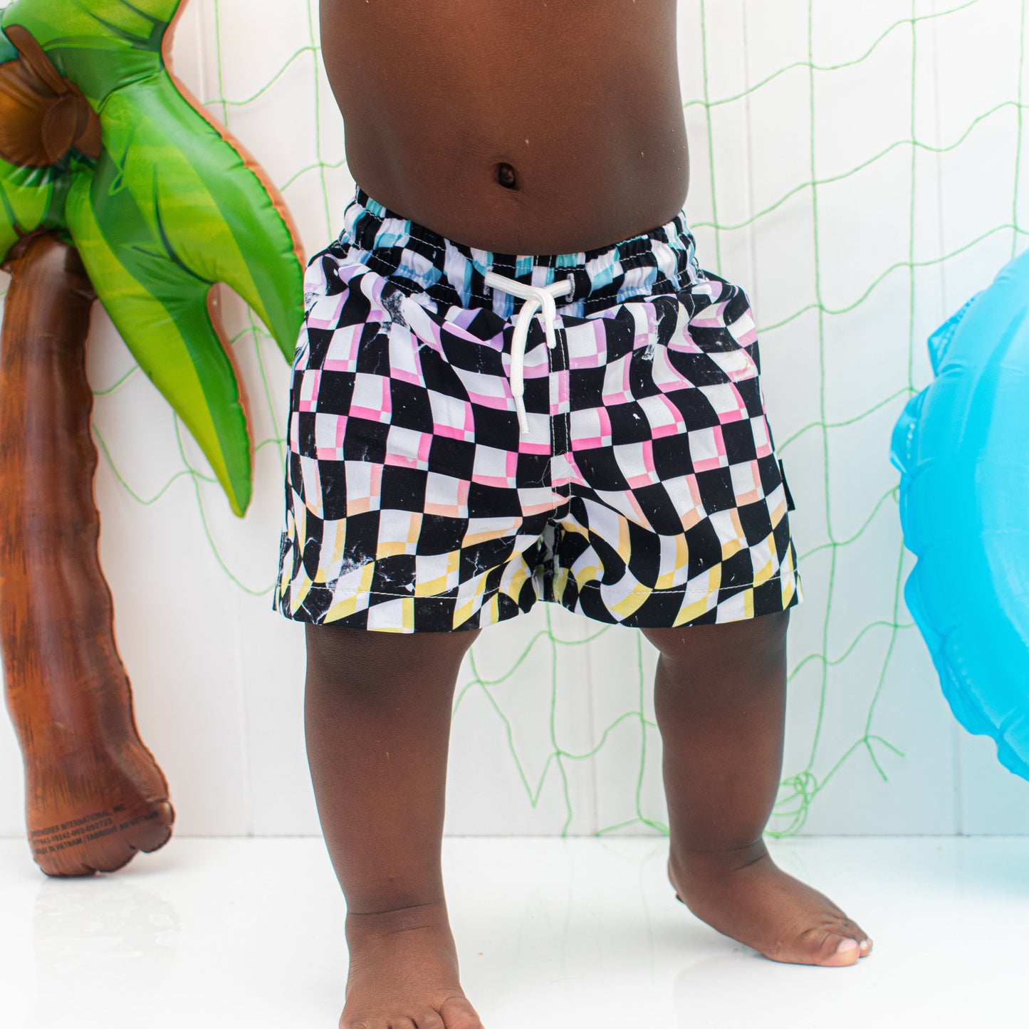 BOARD SHORTS- Neon Check