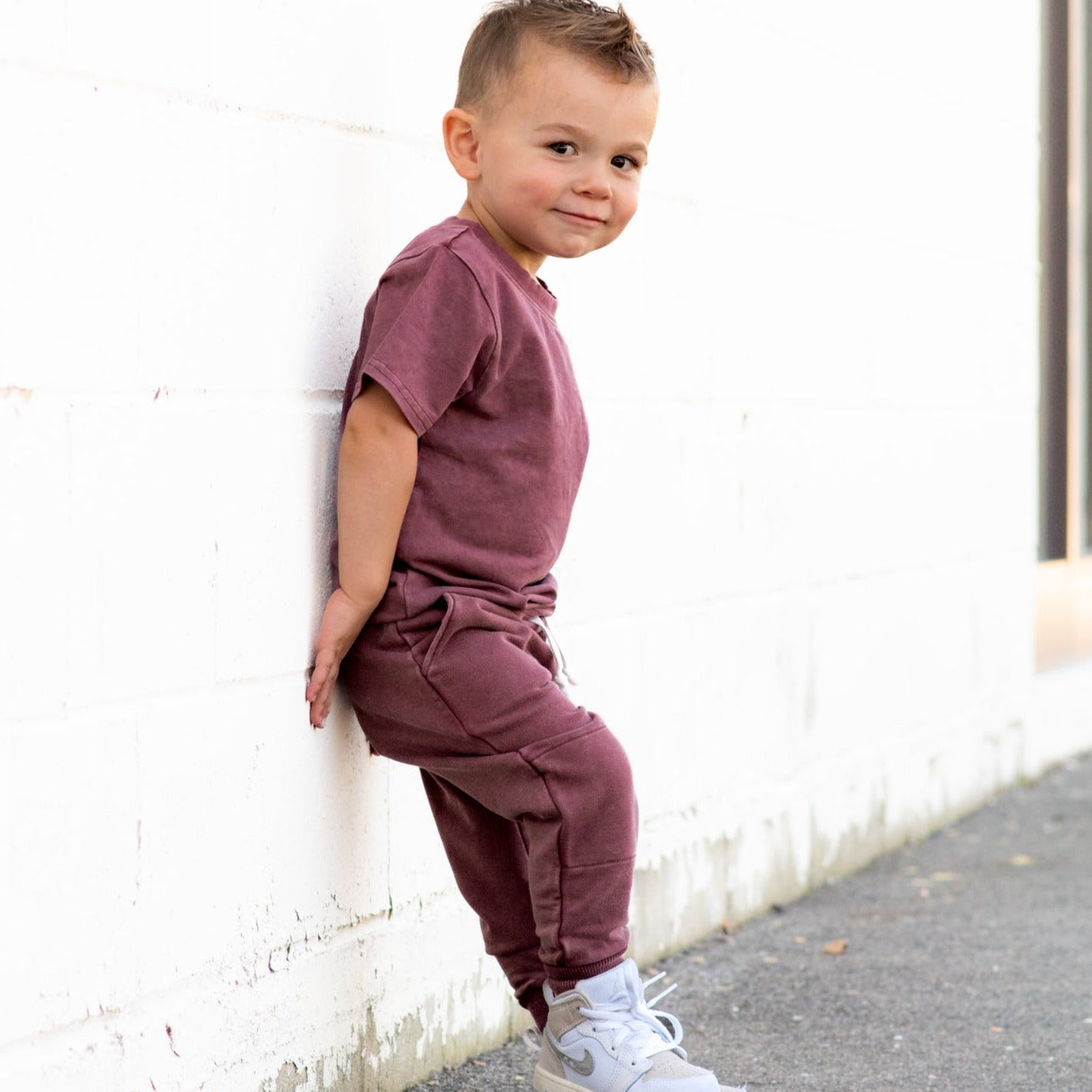 JOGGERS- Oxblood Snow Wash French Terry