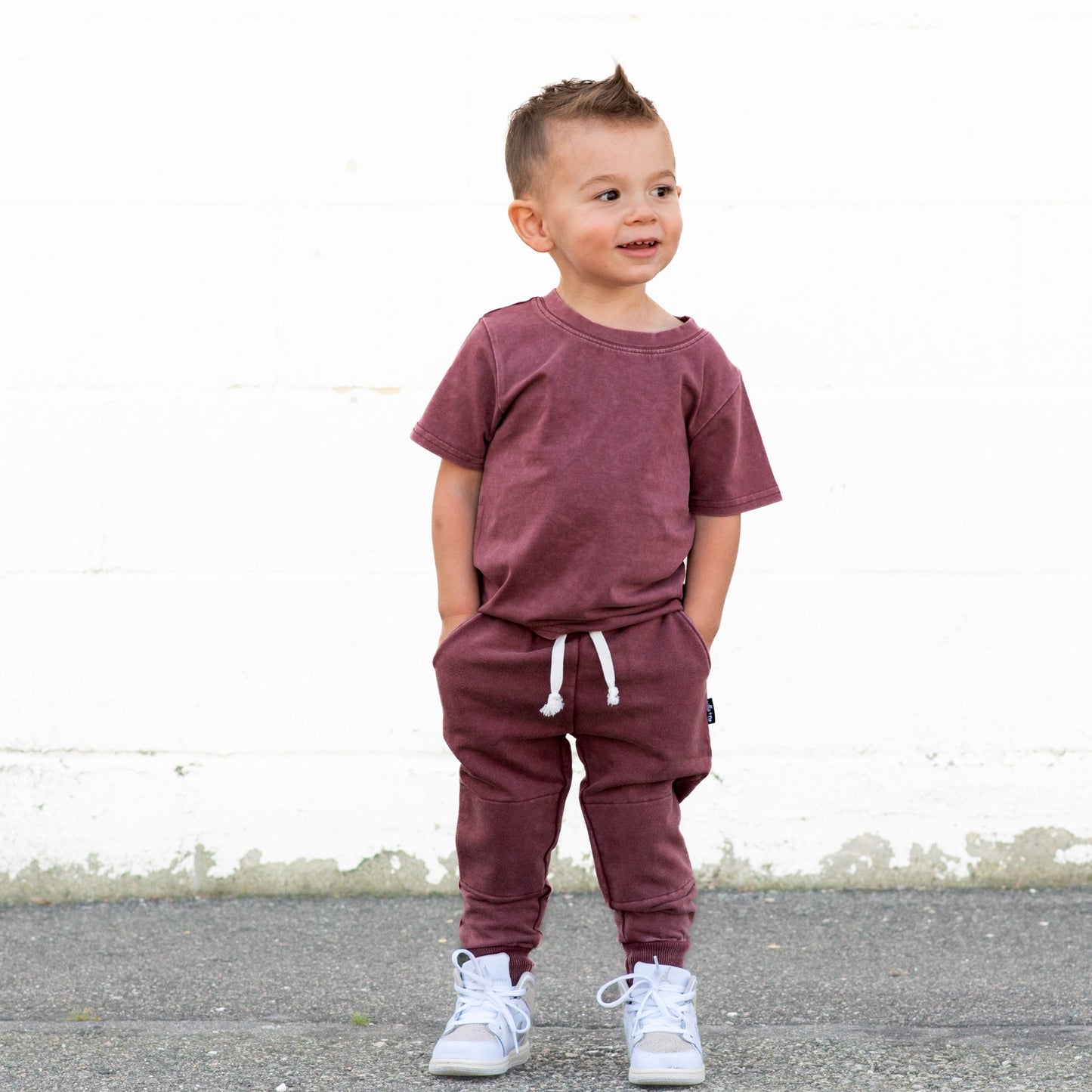 JOGGERS- Oxblood Snow Wash French Terry