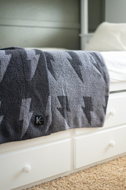 Black + Charcoal Bolt Cozy Blanket