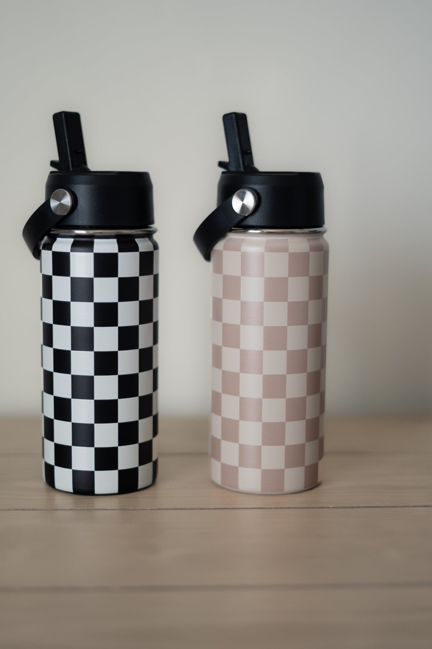 Black Checker 16 Oz Water Bottle