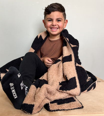 Black + Camel Bolt Cozy Blanket