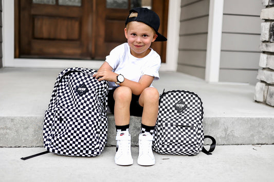 Full Size Black Checkered Backpack